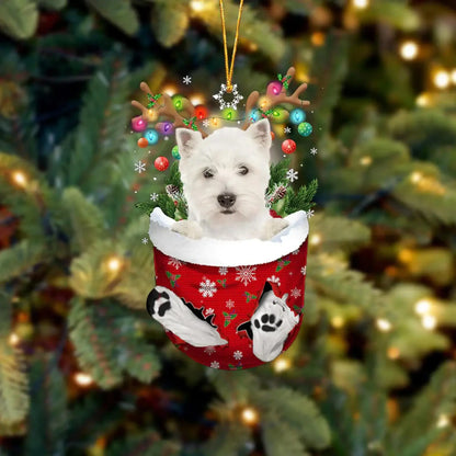 Dog in Snow Pocket Ornament 2 | BUY 3 GET 1 FREE🎄