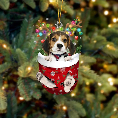 Dog in Snow Pocket Ornament 2 | BUY 3 GET 1 FREE🎄