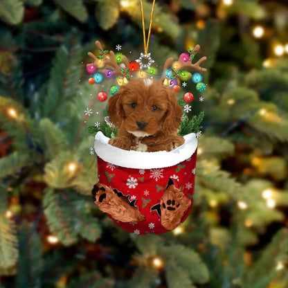 Dog in Snow Pocket Ornament 2 | BUY 3 GET 1 FREE🎄