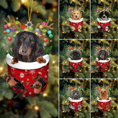 Dog in Snow Pocket Ornament 2 | BUY 3 GET 1 FREE🎄