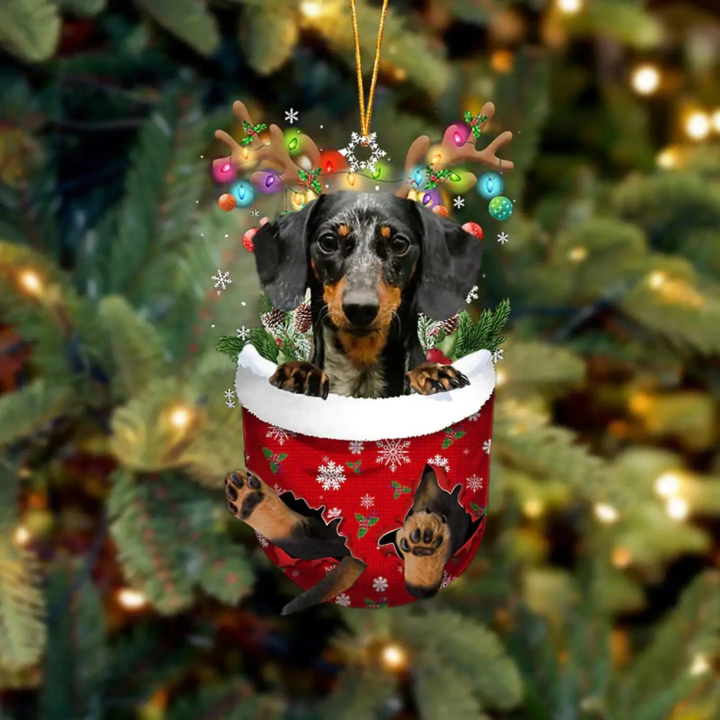 Dog in Snow Pocket Ornament 2 | BUY 3 GET 1 FREE🎄