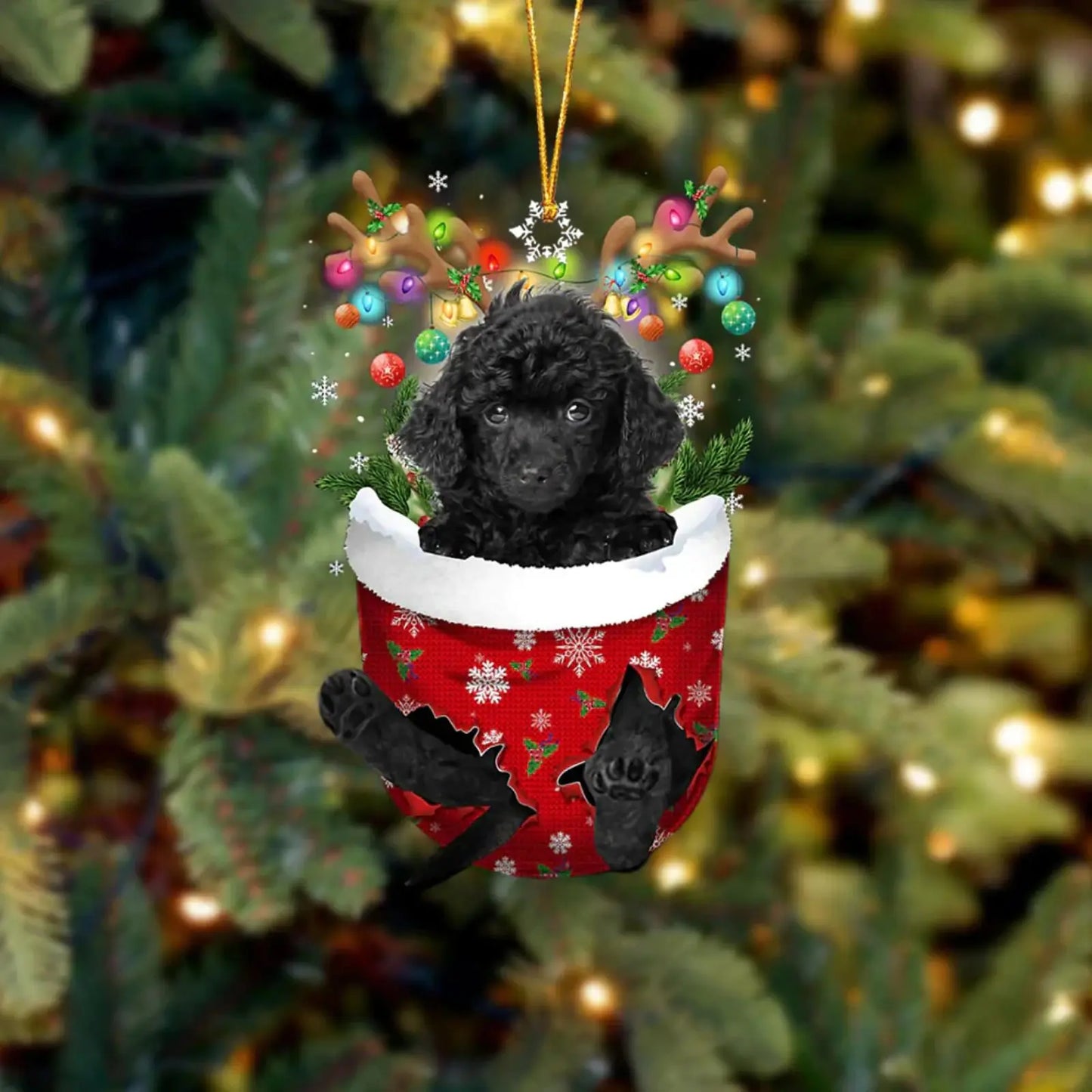 Dog in Snow Pocket Ornament 2 | BUY 3 GET 1 FREE🎄