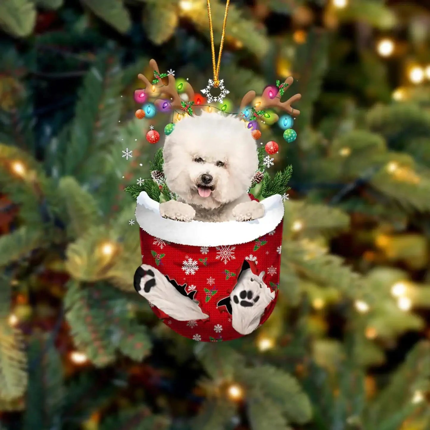 Dog in Snow Pocket Ornament 2 | BUY 3 GET 1 FREE🎄