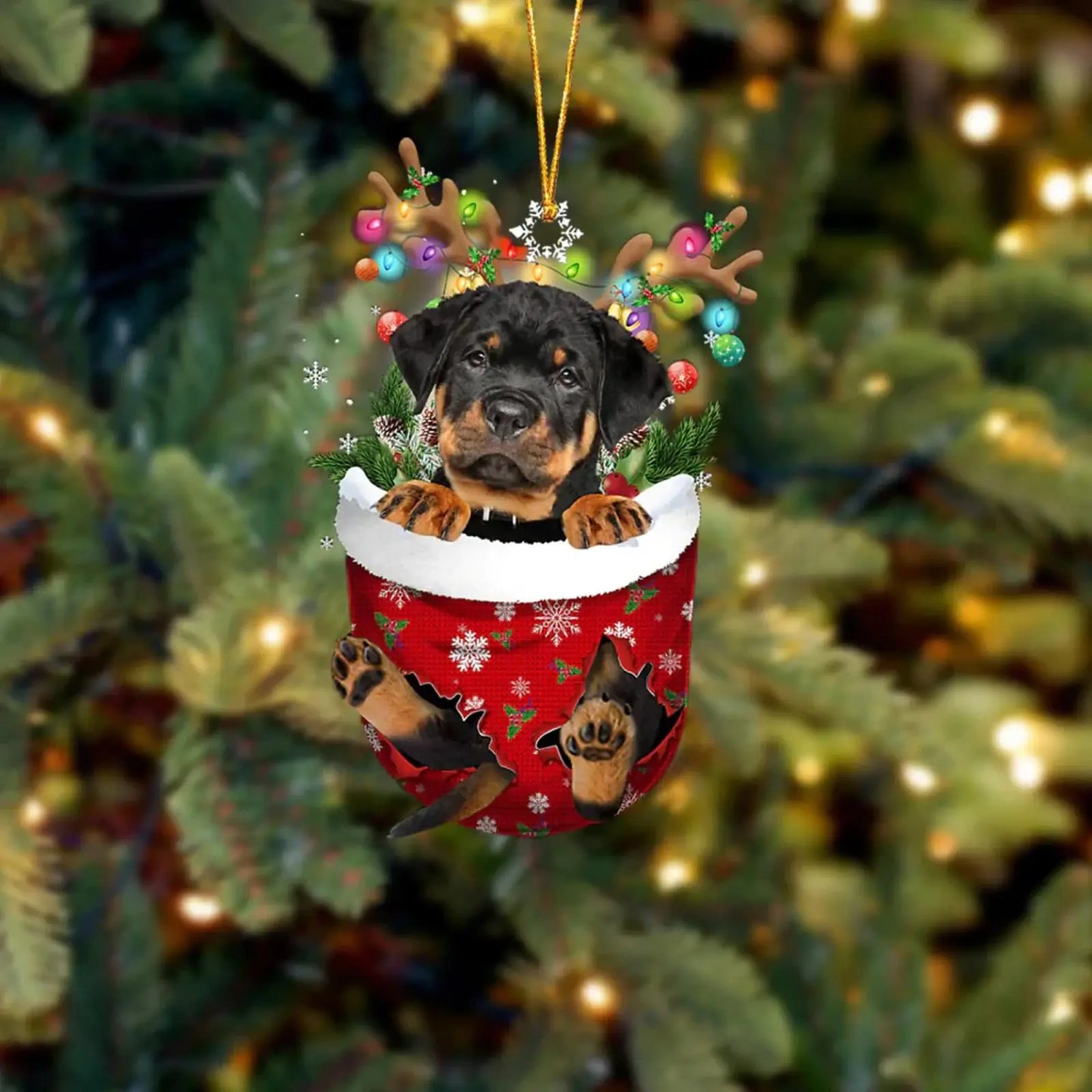 Dog in Snow Pocket Ornament 2 | BUY 3 GET 1 FREE🎄