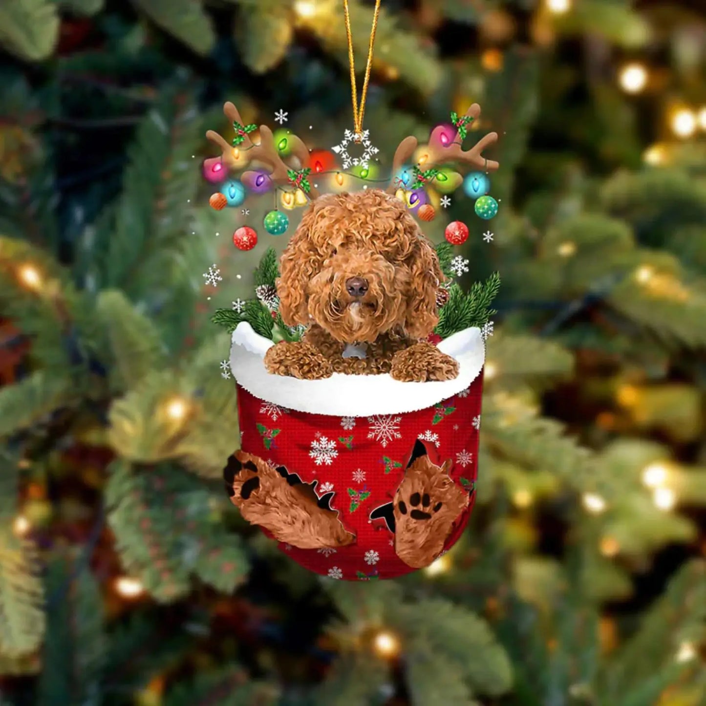 Dog in Snow Pocket Ornament 2 | BUY 3 GET 1 FREE🎄