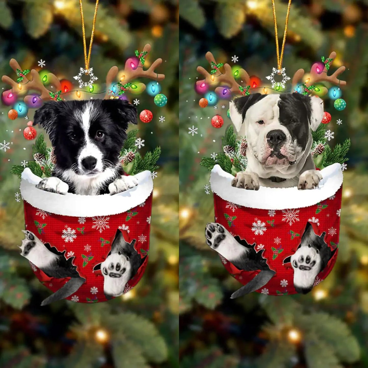 Dog in Snow Pocket Ornament 2 | BUY 3 GET 1 FREE🎄