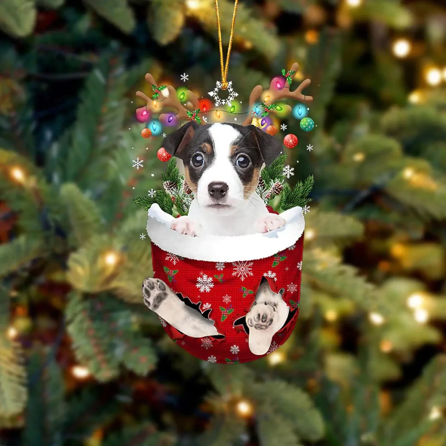 Dog in Snow Pocket Ornament 2 | BUY 3 GET 1 FREE🎄