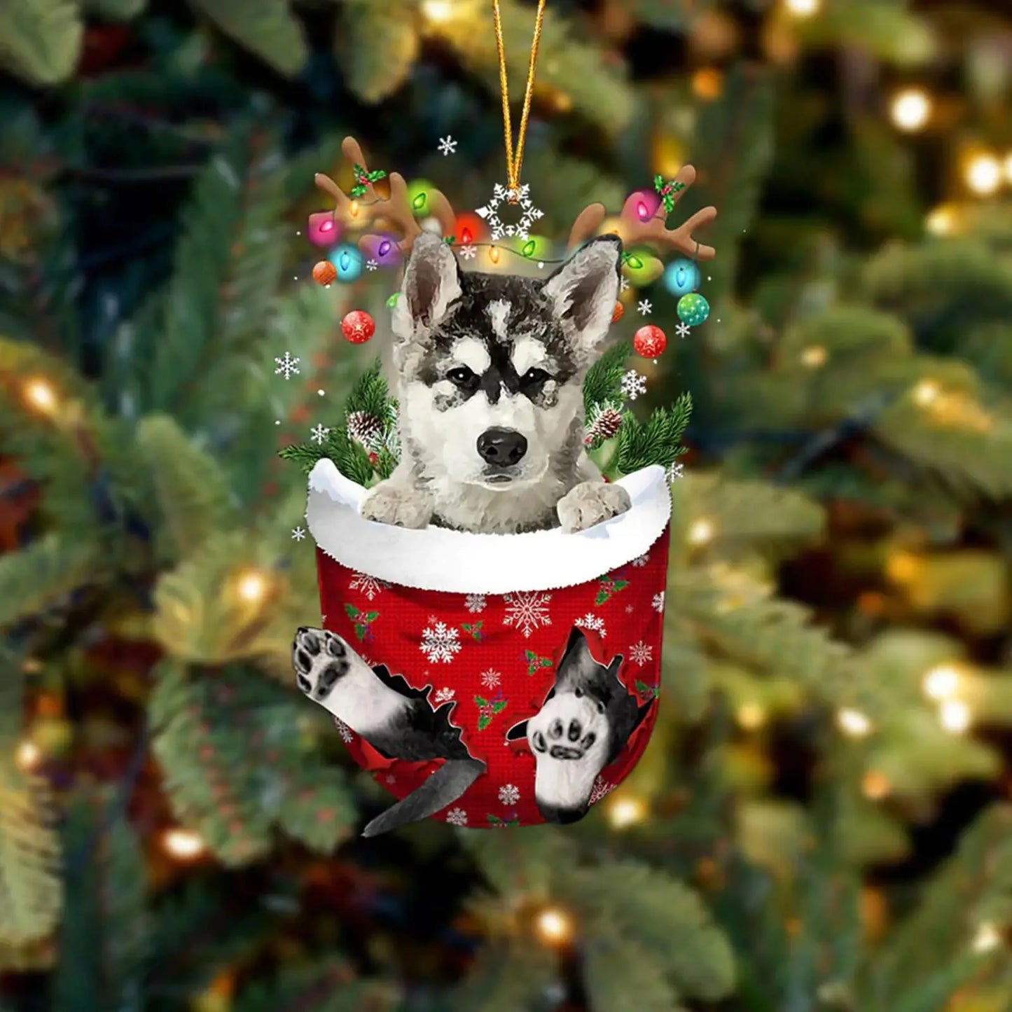 Dog in Snow Pocket Ornament 2 | BUY 3 GET 1 FREE🎄