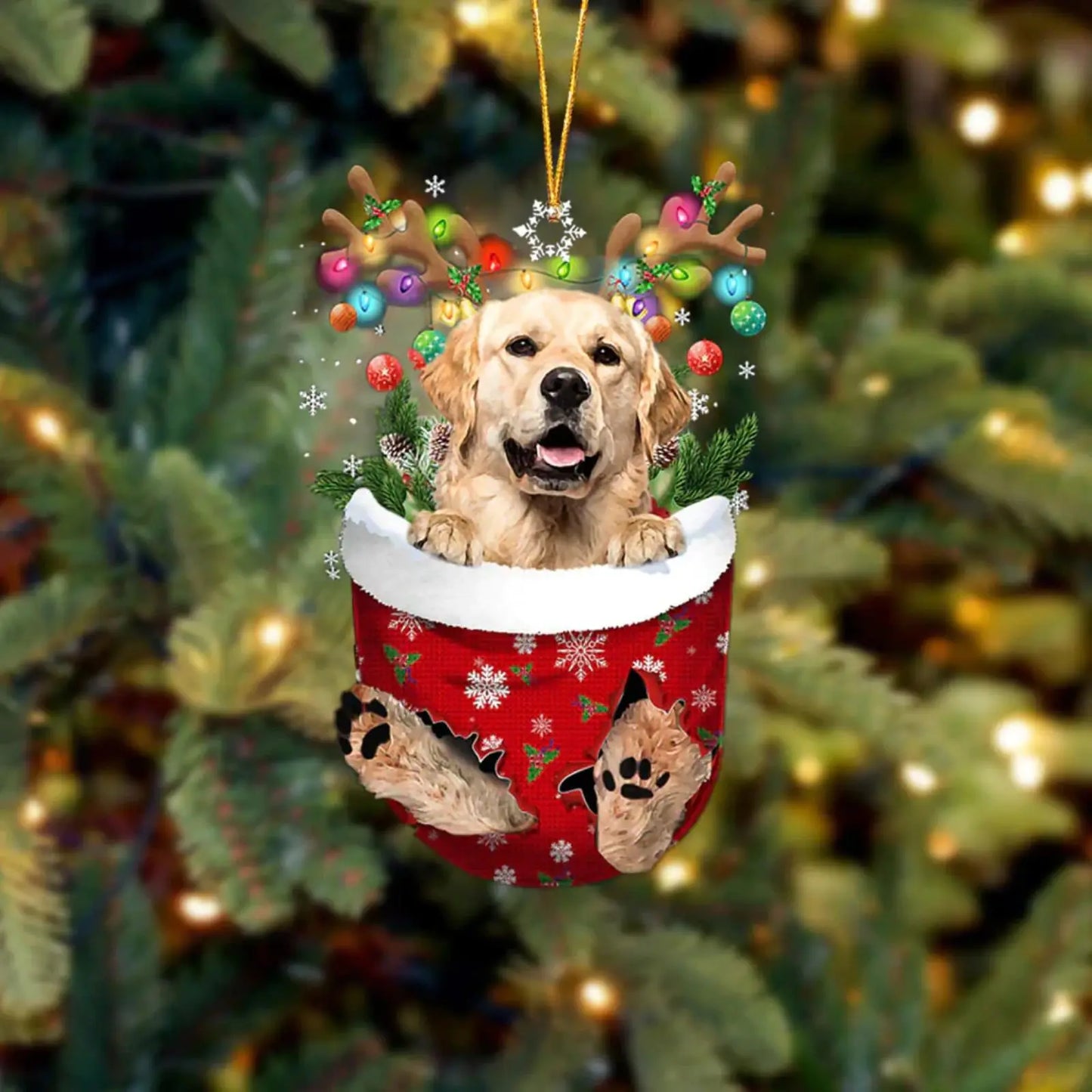 Dog in Snow Pocket Ornament 2 | BUY 3 GET 1 FREE🎄