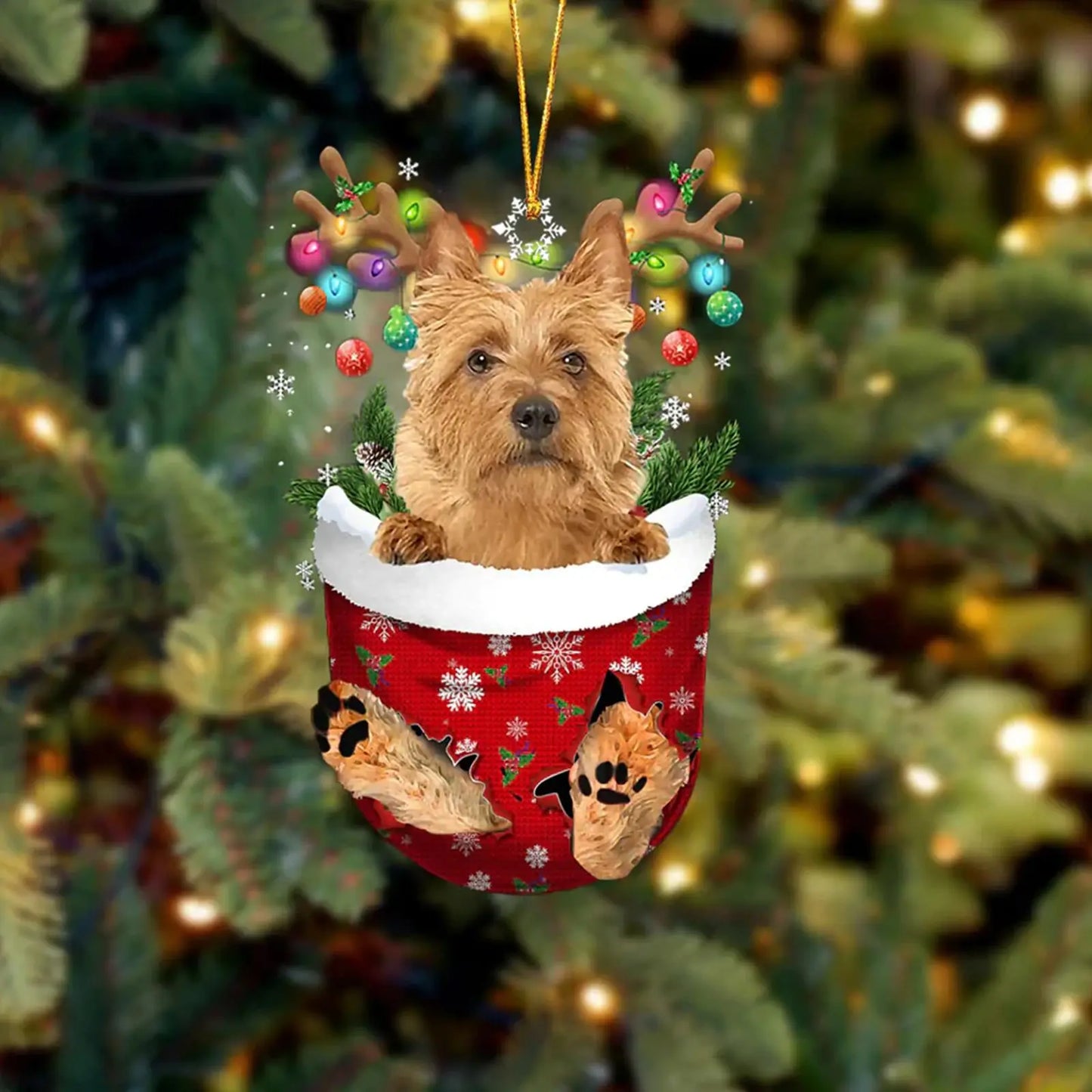 Dog in Snow Pocket Ornament 2 | BUY 3 GET 1 FREE🎄