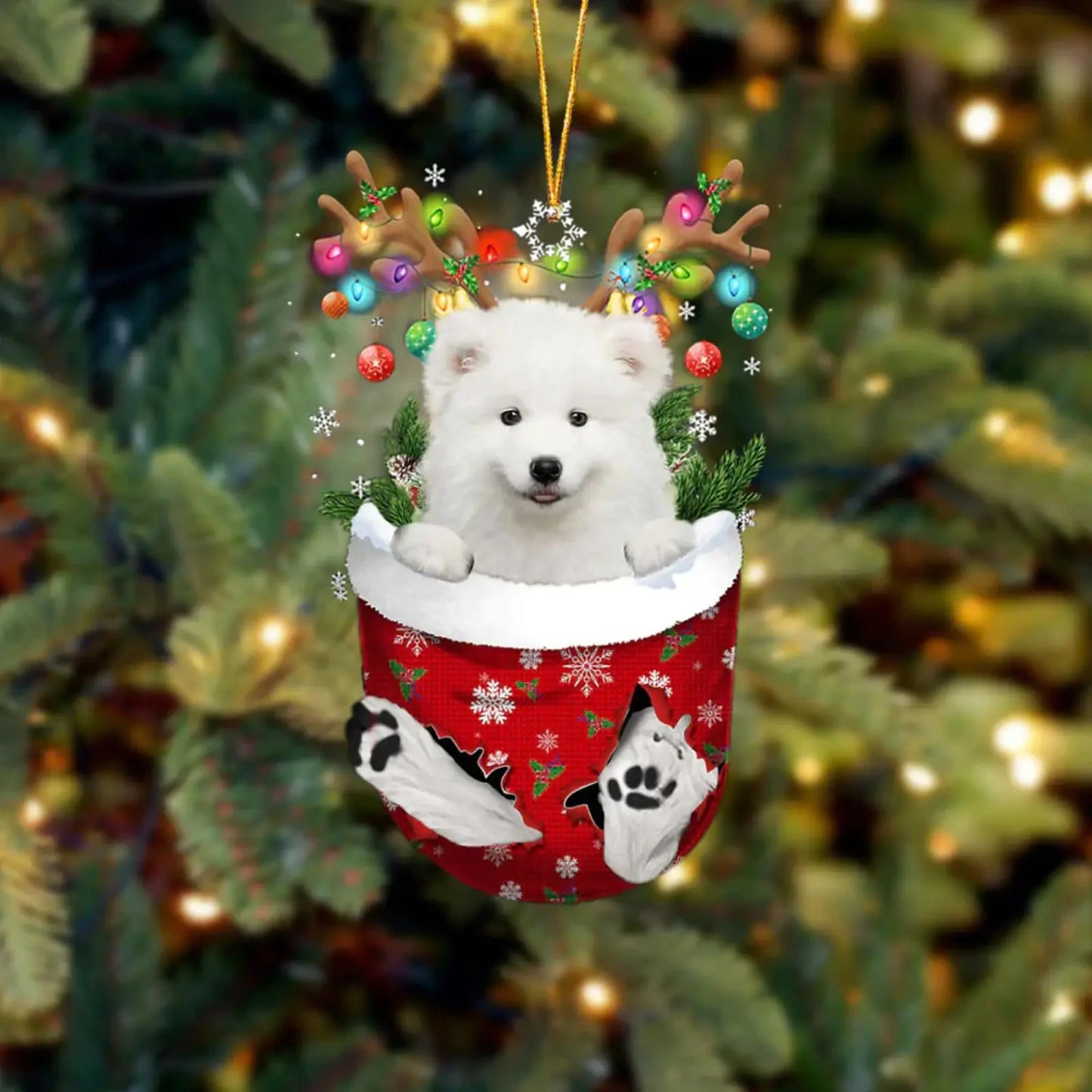 Dog in Snow Pocket Ornament 2 | BUY 3 GET 1 FREE🎄