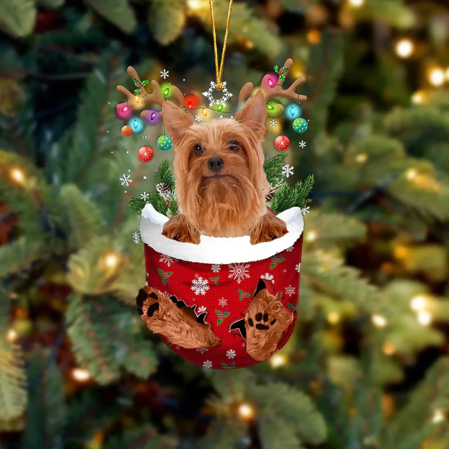 Dog in Snow Pocket Ornament 2 | BUY 3 GET 1 FREE🎄