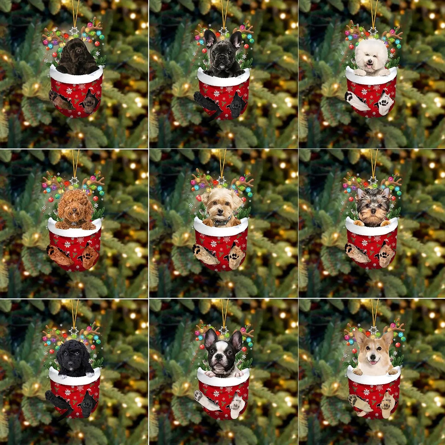 Dog in Snow Pocket Ornament 2 | BUY 3 GET 1 FREE🎄