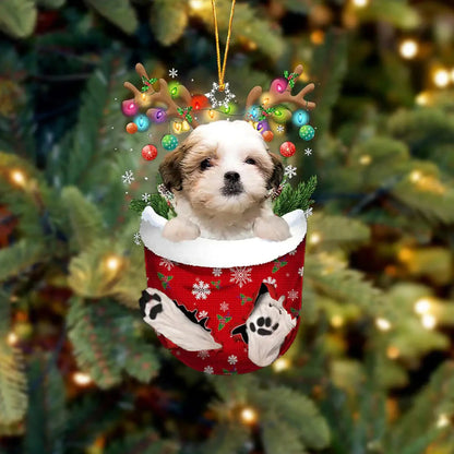 Dog in Snow Pocket Ornament 2 | BUY 3 GET 1 FREE🎄