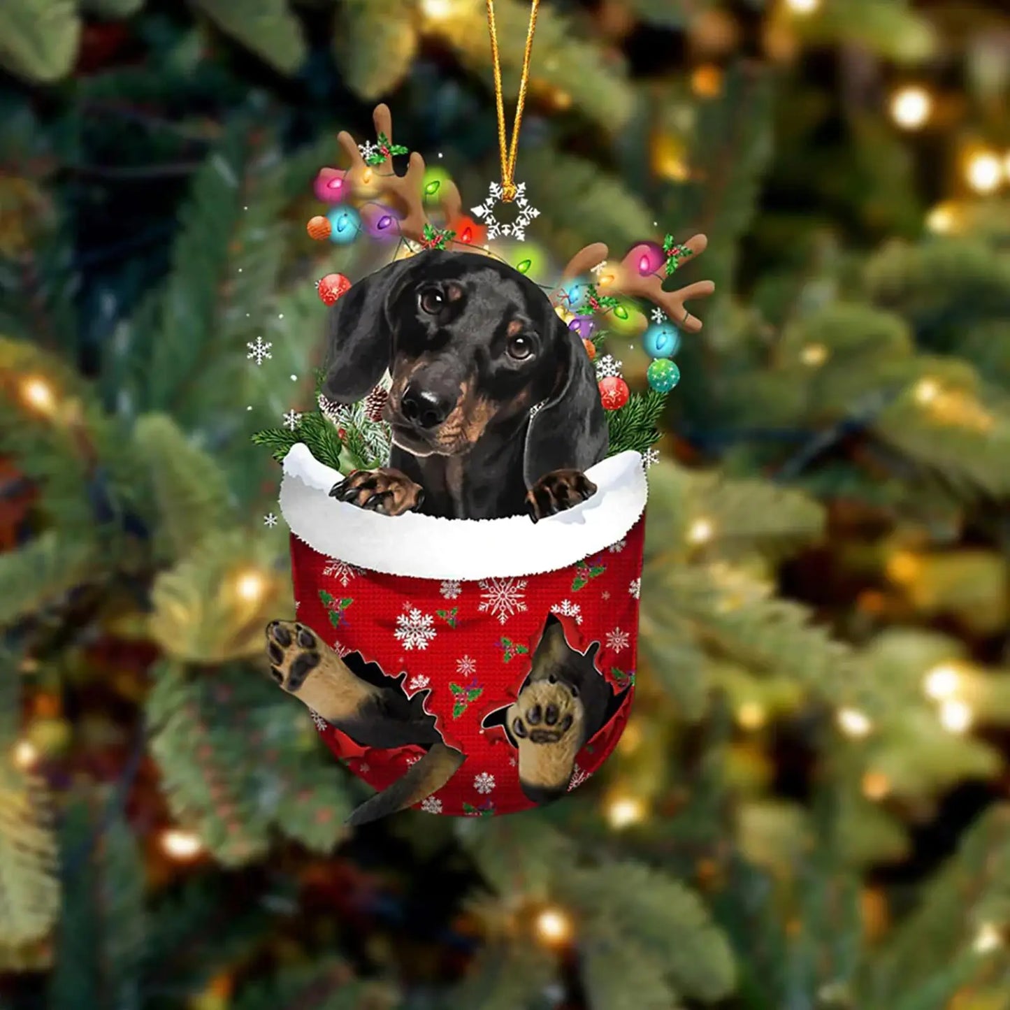 Dog in Snow Pocket Ornament 2 | BUY 3 GET 1 FREE🎄