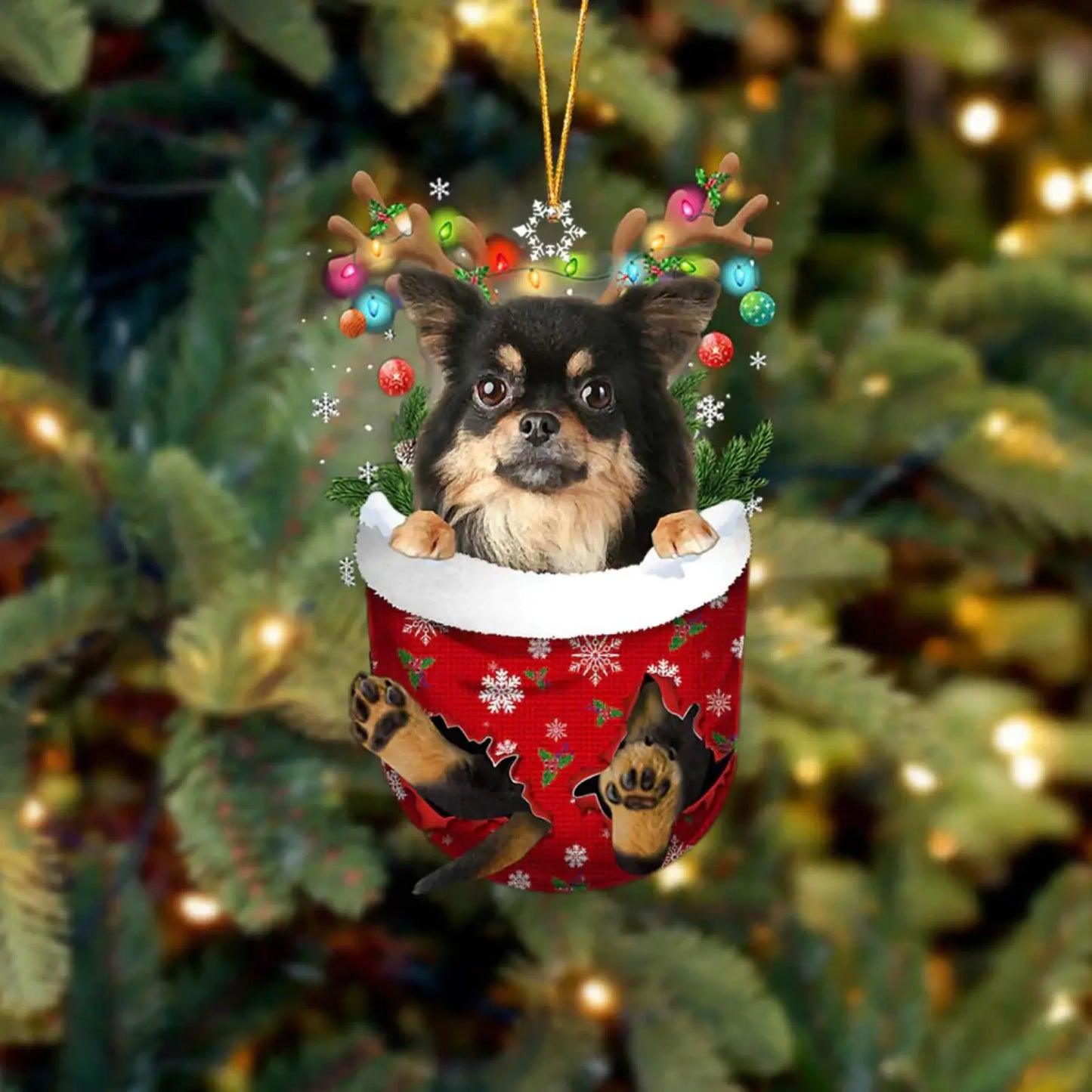 Dog in Snow Pocket Ornament 2 | BUY 3 GET 1 FREE🎄