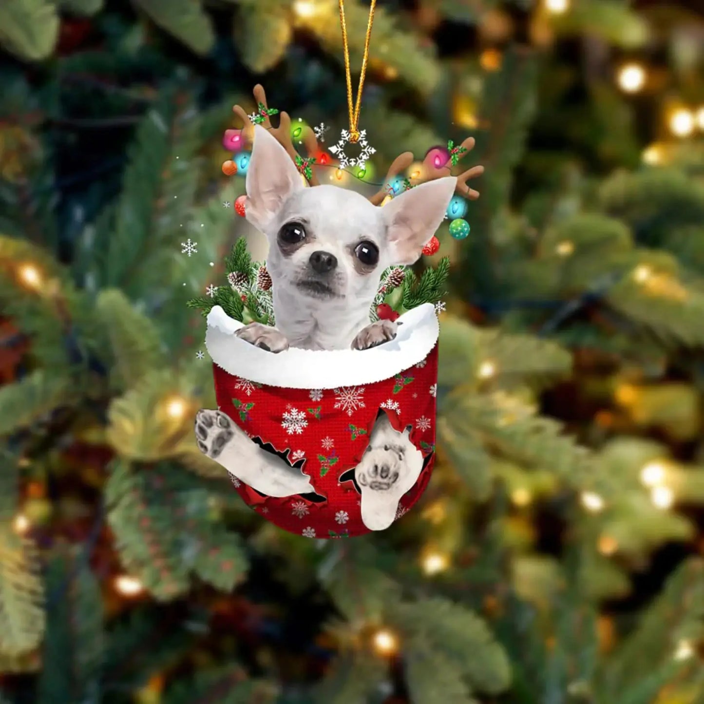 Dog in Snow Pocket Ornament 2 | BUY 3 GET 1 FREE🎄