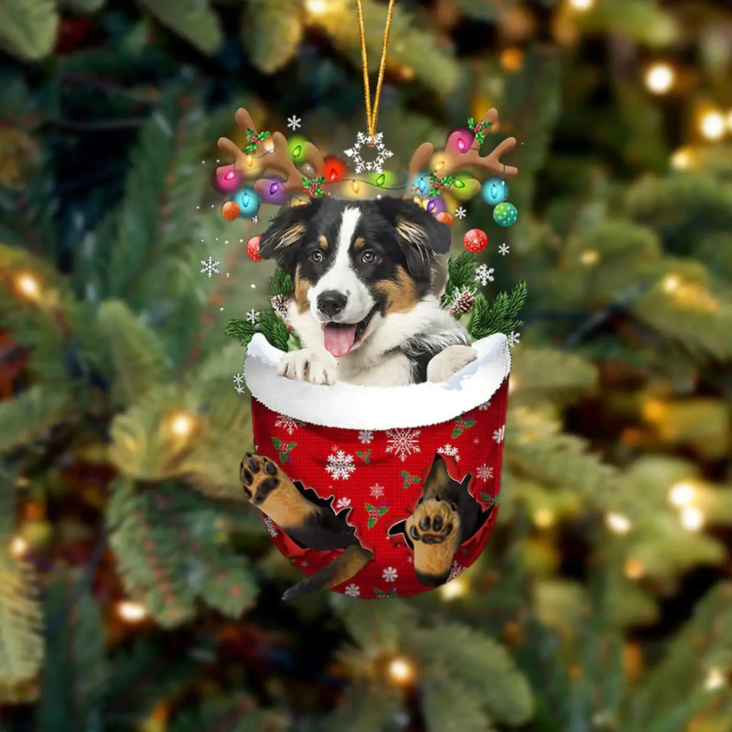 Dog in Snow Pocket Ornament 2 | BUY 3 GET 1 FREE🎄